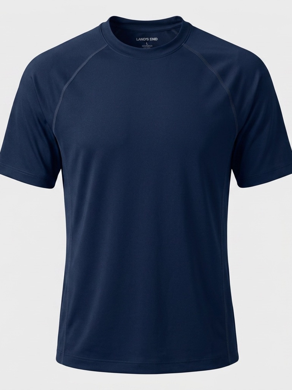 Lands’ End Men’s Large Navy Blue Short Sleeve Rash Guard Swim Shirt UPF L